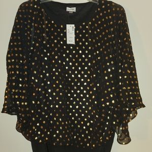 Layered black and gold polkadot